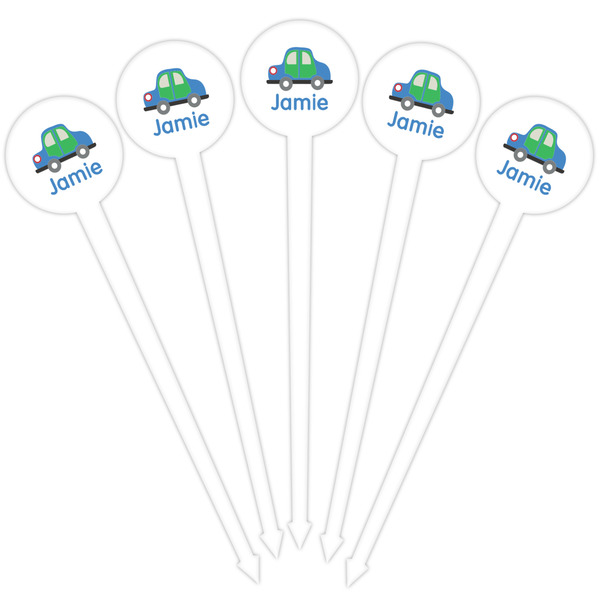 Transportation White Plastic 4" Food Pick - Round - Fan View