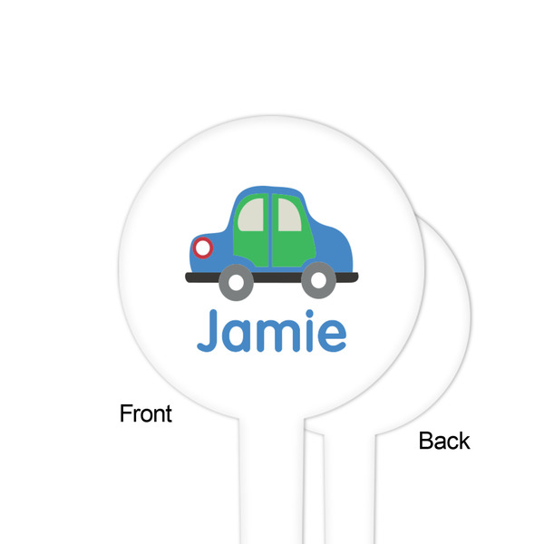 Transportation White Plastic 4" Food Pick - Round - Single Sided - Front & Back