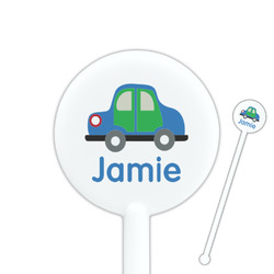 Transportation 5.5" Round Plastic Stir Sticks - White - Single Sided (Personalized)