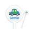 Transportation 5.5" Round Plastic Stir Sticks - White - Single Sided (Personalized)