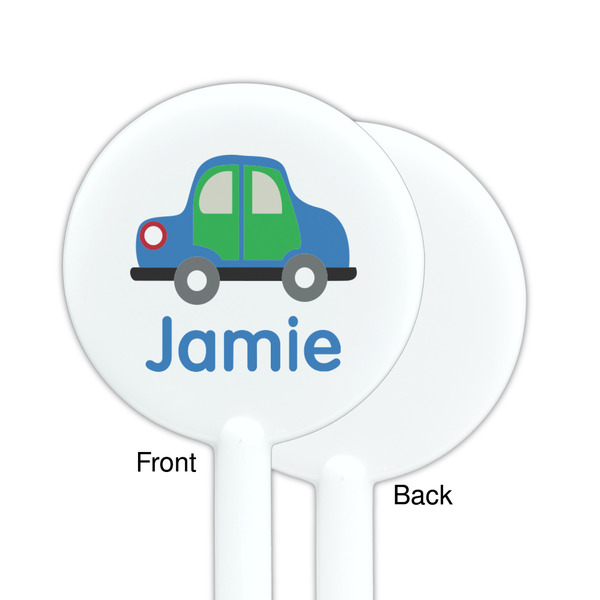 Transportation White Plastic 5.5" Stir Stick - Single Sided - Round - Front & Back