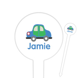 Transportation 6" Round Plastic Food Picks - White - Double Sided (Personalized)