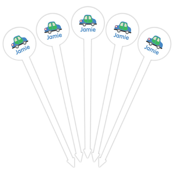 Transportation White Plastic 6" Food Pick - Round - Fan View