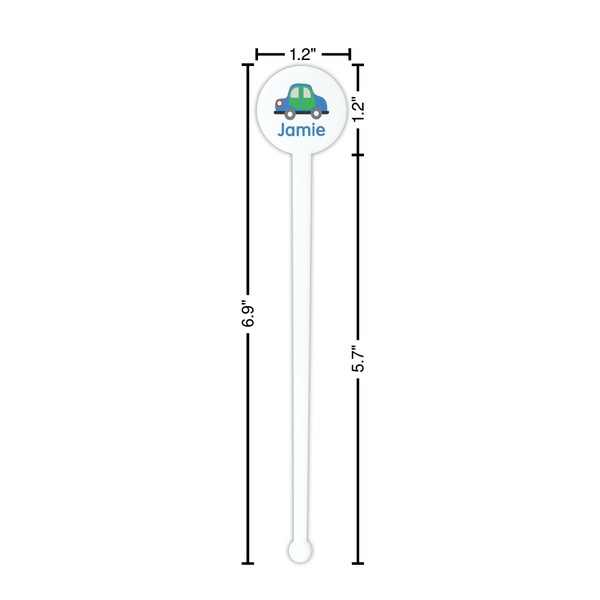 Transportation White Plastic 7" Stir Stick - Round - Dimensions