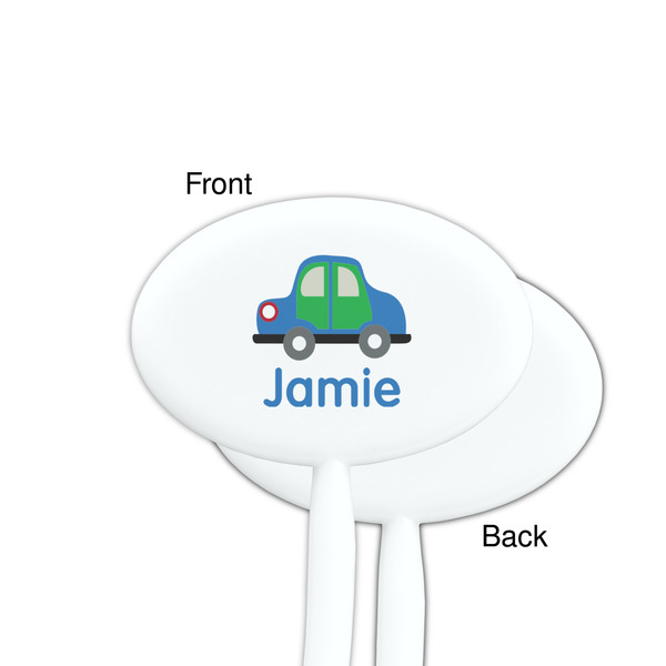 Transportation White Plastic 7" Stir Stick - Single Sided - Oval - Front & Back