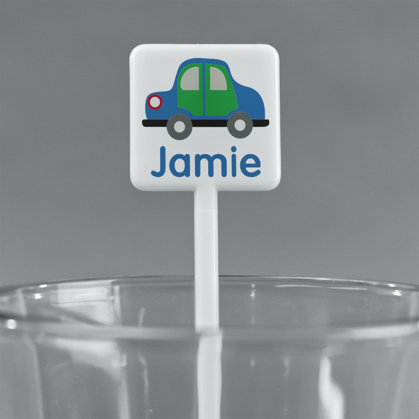 Transportation White Plastic Stir Stick - Square - Main