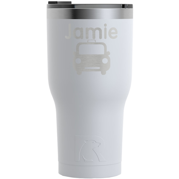 Custom Transportation RTIC Tumbler - White - Engraved Front (Personalized)