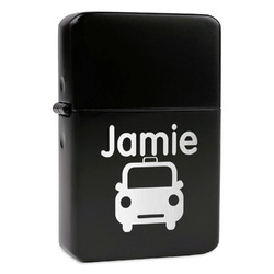 Transportation Windproof Lighter - Black - Single Sided & Lid Engraved (Personalized)