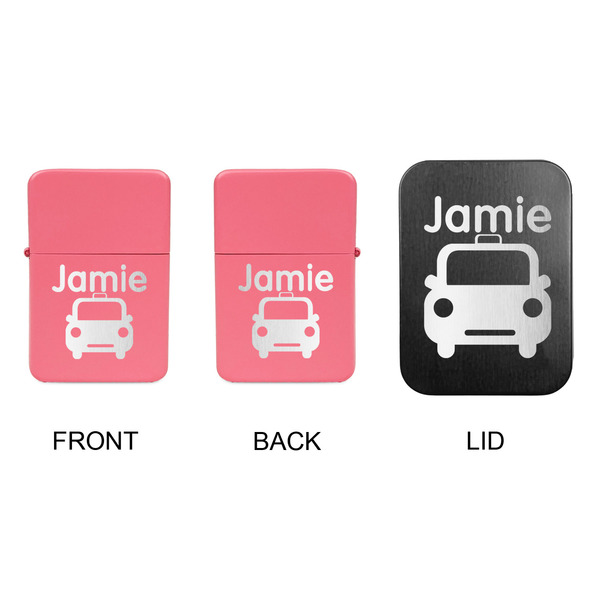 Transportation Windproof Lighters - Pink, Double Sided, w Lid - APPROVAL