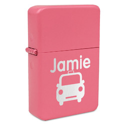 Transportation Windproof Lighter - Pink - Single Sided & Lid Engraved (Personalized)