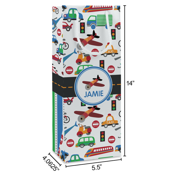 Transportation Wine Gift Bag - Dimensions
