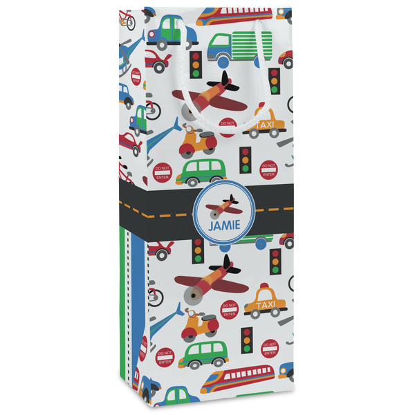 Custom Transportation Wine Gift Bags - Matte (Personalized)