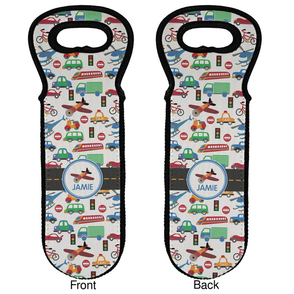 Transportation Wine Tote Front & Back