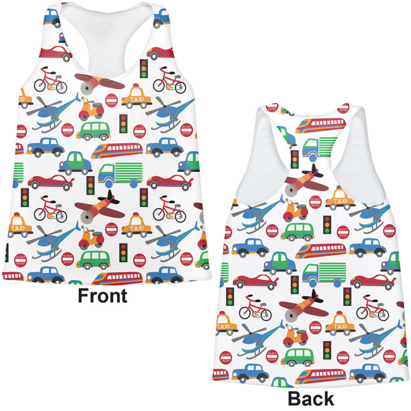 Transportation Womens Racerback Tank Tops - Medium - Front and Back