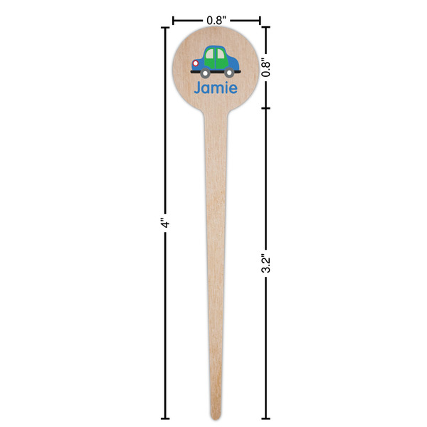 Transportation Wooden 4" Food Pick - Round - Dimensions