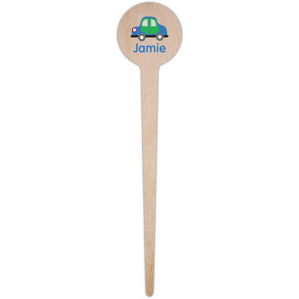 Transportation Wooden 4" Food Pick - Round - Single Pick