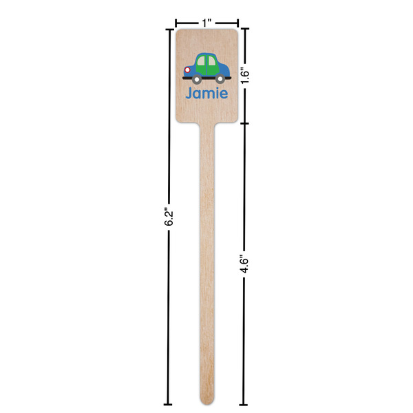 Transportation Wooden 6.25" Stir Stick - Rectangular - Dimensions
