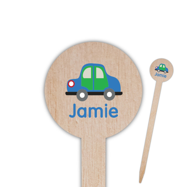 Custom Transportation Round Wooden Food Picks (Personalized)