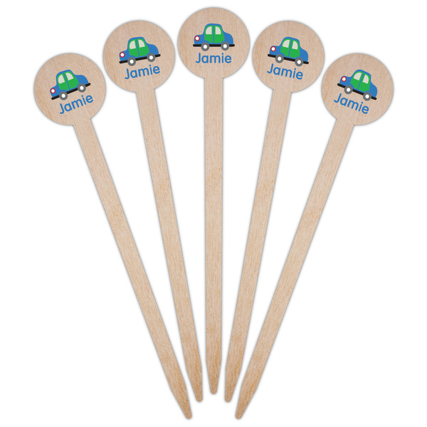 Transportation Wooden 6" Food Pick - Round - Fan View