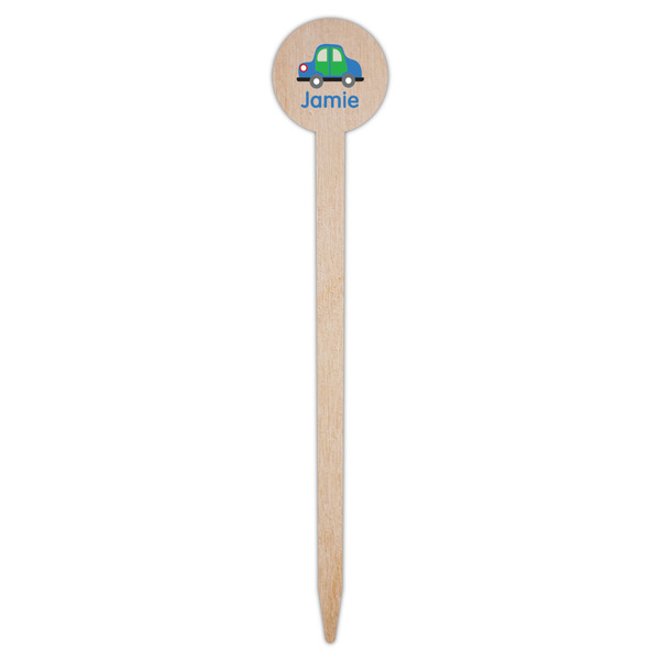 Transportation Wooden 6" Food Pick - Round - Single Pick