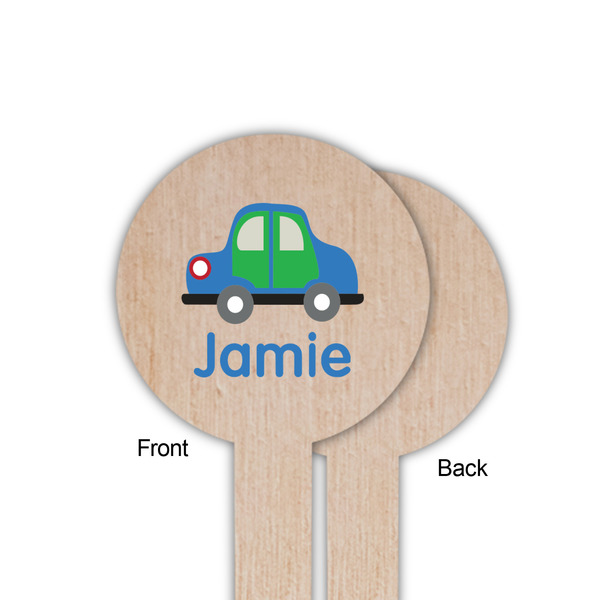 Transportation Wooden 6" Food Pick - Round - Single Sided - Front & Back