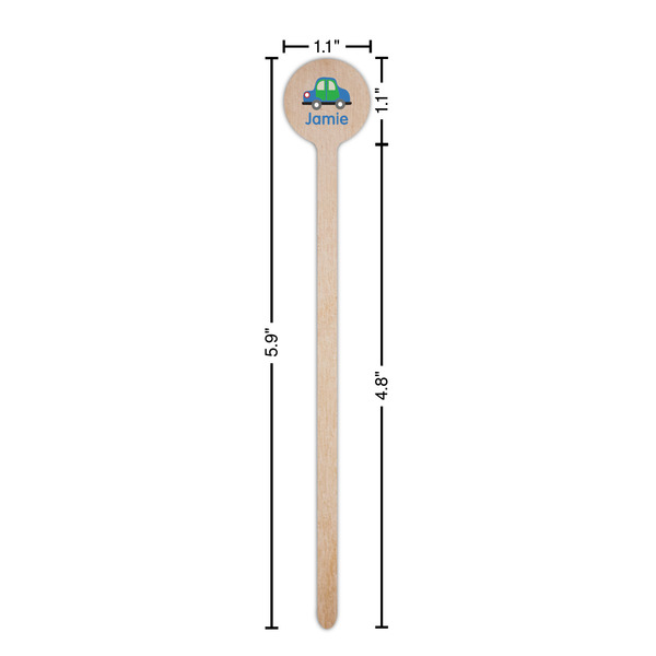 Transportation Wooden 6" Stir Stick - Round - Dimensions