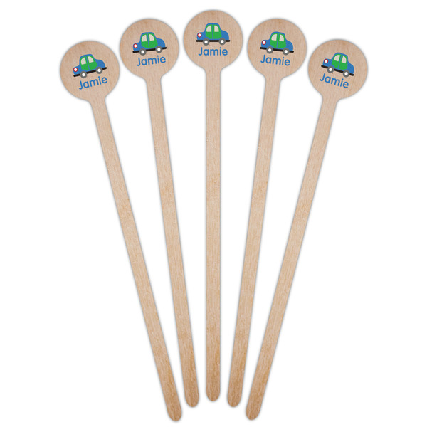 Transportation Wooden 6" Stir Stick - Round - Fan View