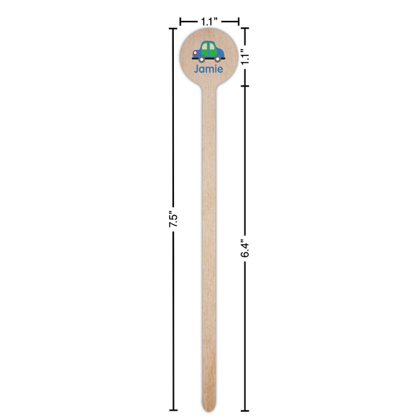 Transportation Wooden 7.5" Stir Stick - Round - Dimensions