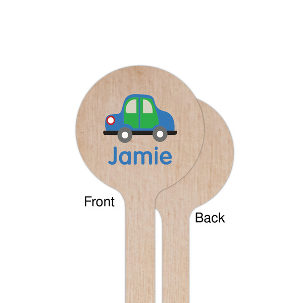 Transportation Wooden 7.5" Stir Stick - Round - Single Sided - Front & Back