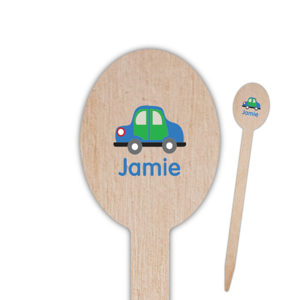 Custom Transportation Oval Wooden Food Picks - Double Sided (Personalized)