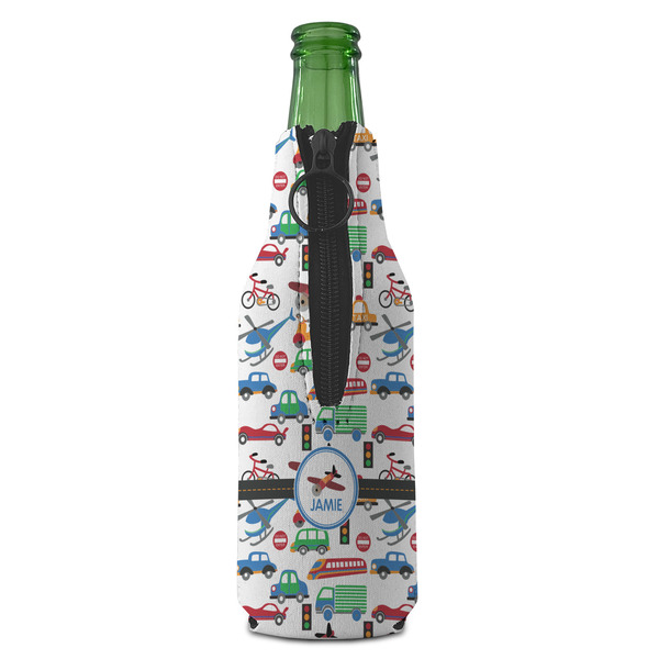 Transportation Zipper Bottle Cooler - BACK (bottle)