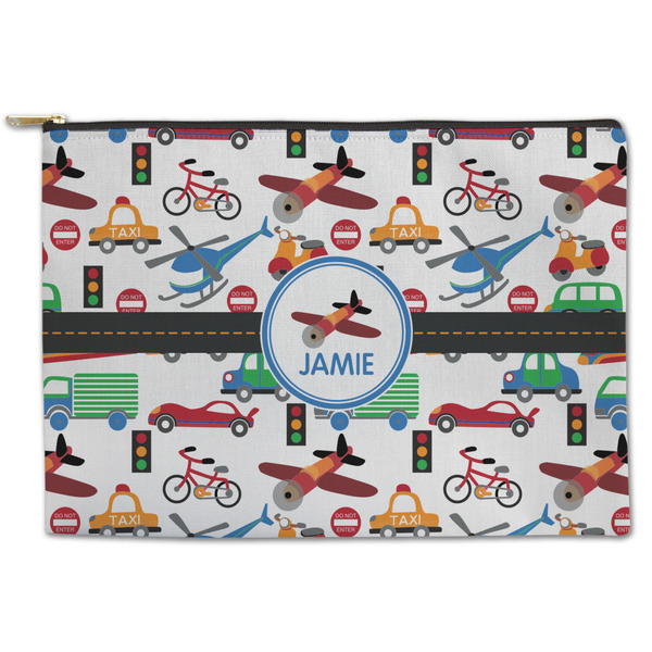 Custom Transportation Zipper Pouch - Large - 12.5"x8.5" (Personalized)