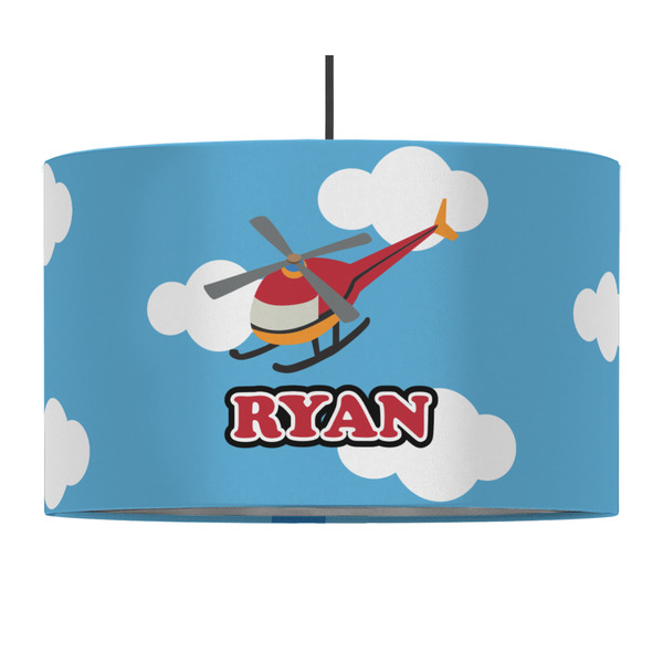 Custom Helicopter 12" Drum Pendant Lamp - Fabric (Personalized)
