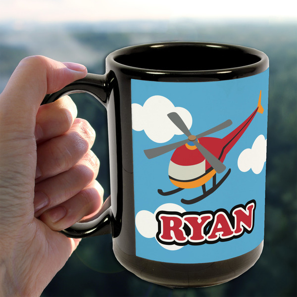 Helicopter 15oz. Black Mug - LIFESTYLE