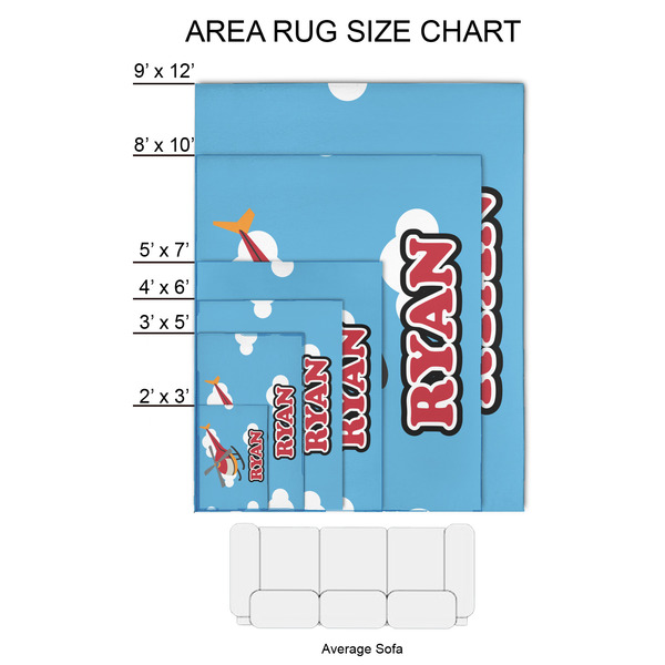 Helicopter 2'x3' Indoor Area Rugs - Size Chart