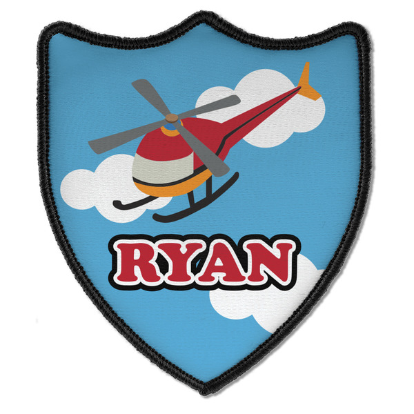 Custom Helicopter Iron On Shield Patch B w/ Name or Text