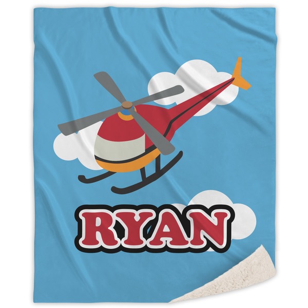 Custom Helicopter Sherpa Throw Blanket - 60"x80" (Personalized)