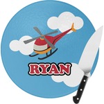 Helicopter Round Glass Cutting Board - Small (Personalized)