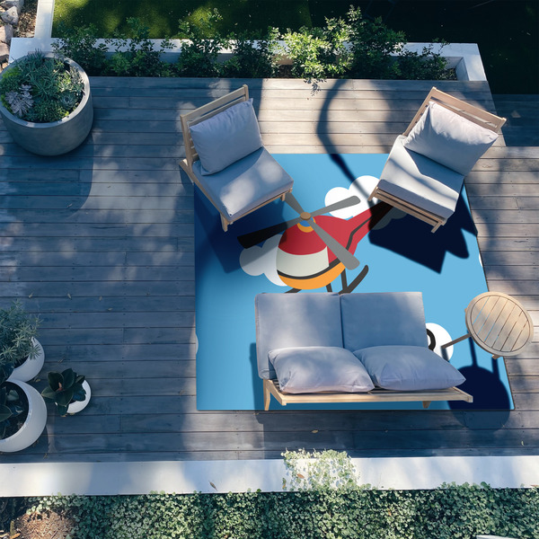 Helicopter 8'x10' Patio Rug - In context