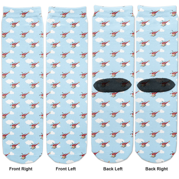 Helicopter Adult Crew Socks - Double Pair - Front and Back - Apvl