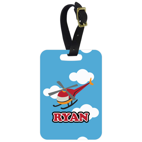 Custom Helicopter Metal Luggage Tag w/ Name or Text