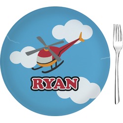 Helicopter 8" Glass Appetizer / Dessert Plates - Single or Set (Personalized)