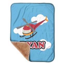 Helicopter Sherpa Baby Blanket - 30" x 40" w/ Name or Text