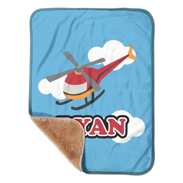 Custom Helicopter Sherpa Baby Blanket - 30" x 40" w/ Name or Text