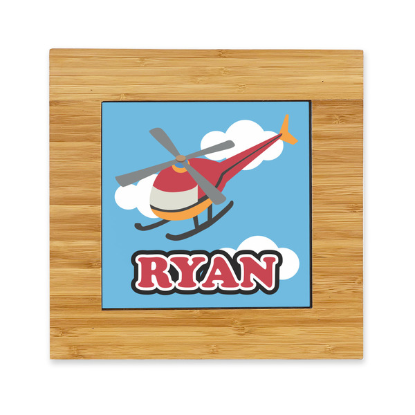 Custom Helicopter Bamboo Trivet with Ceramic Tile Insert (Personalized)