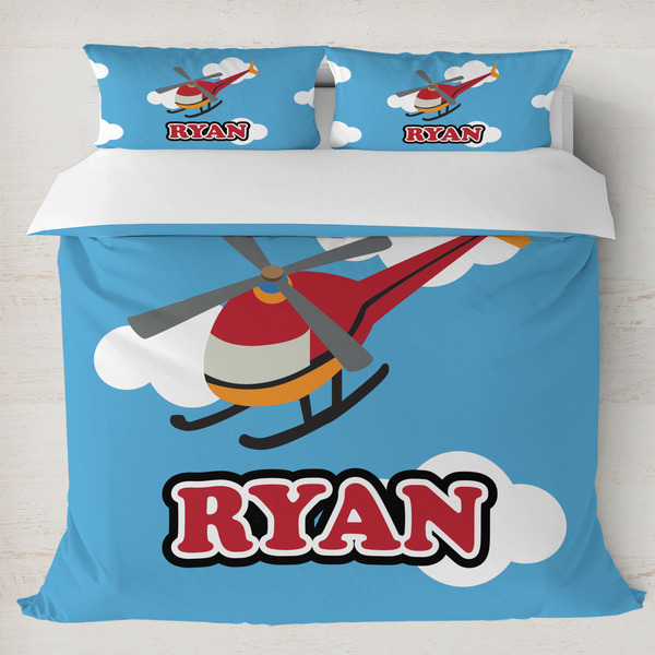Custom Helicopter Duvet Cover Set - King (Personalized)