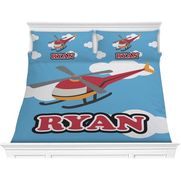 Custom Helicopter Comforter Set - King (Personalized)