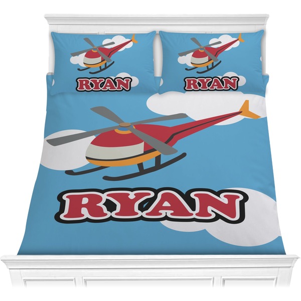 Custom Helicopter Comforter Set - Full / Queen (Personalized)