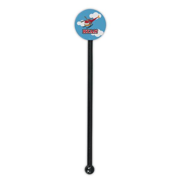 Helicopter Black Plastic 5.5" Stir Stick - Round - Single Stick