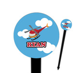 Helicopter 6" Round Plastic Food Picks - Black - Double Sided (Personalized)